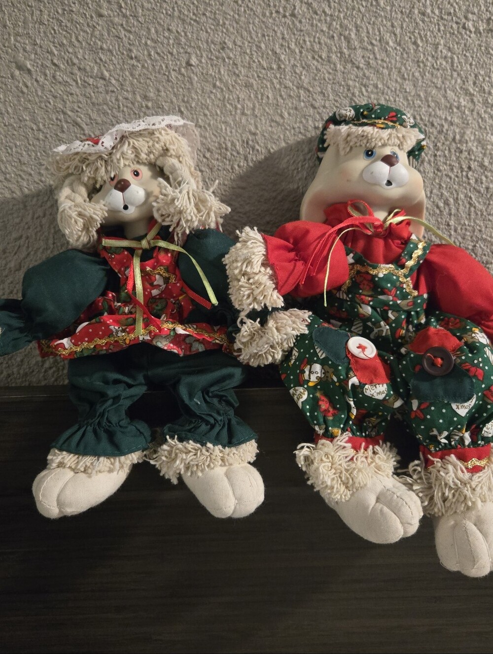 Vintage 1995 House of Lloyd "Hip & Hop" Christmas Bunny Shelf Sitters - Set of 2